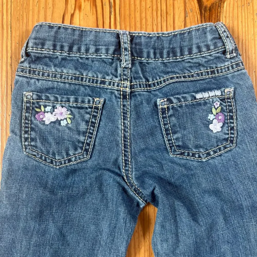 Gymboree 90s‎ jean purple floral embroidered adjustable toddler jeans SIZE 3T